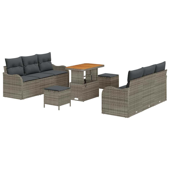 Havesofa Sæt med pude med opbevaring 9 pcs Grå 90 x 55 x 71 cm