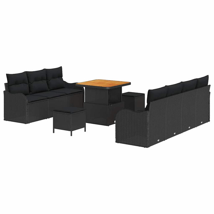 Havesofa Sæt med pude med pude 10 pcs Sort 80 x 80 x 71 cm