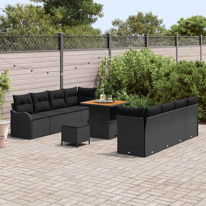 Havesofa Sæt med pude med pude 11 pcs Sort 80 x 80 x 71 cm