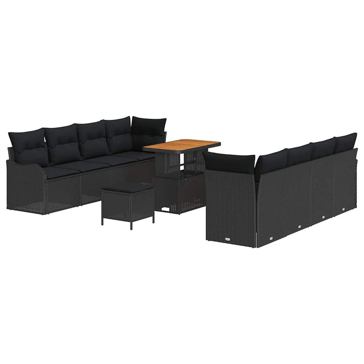 Havesofa Sæt med pude med pude 11 pcs Sort 90 x 55 x 71 cm
