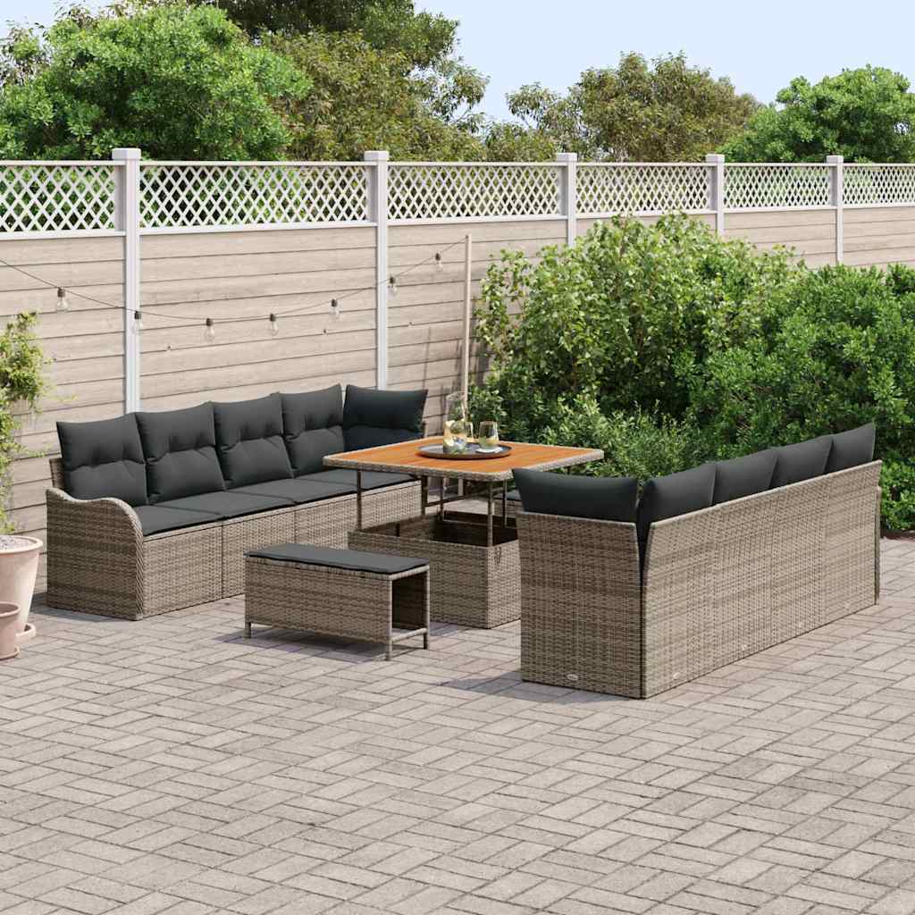 Havesofa Sæt med pude med pude 11 pcs Grå 100 x 100 x 71 cm