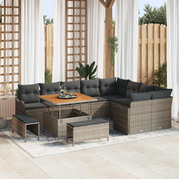 Havesofa Sæt med pude med pude 12 pcs Grå 100 x 100 x 71 cm