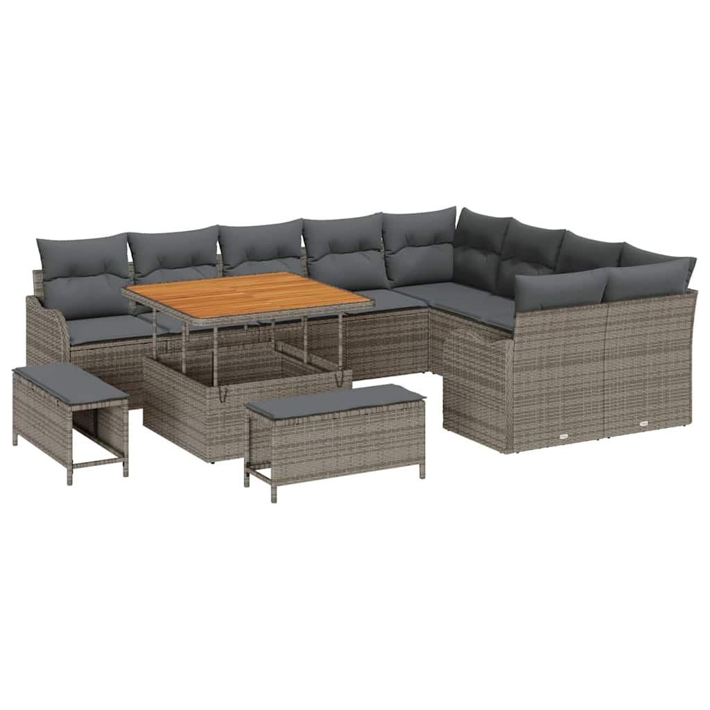 Havesofa Sæt med pude med pude 12 pcs Grå 100 x 100 x 71 cm