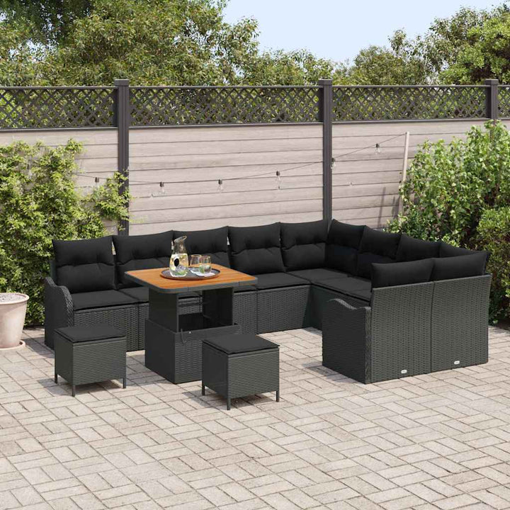 Havesofa Sæt med pude med pude 12 pcs Sort 80 x 80 x 71 cm