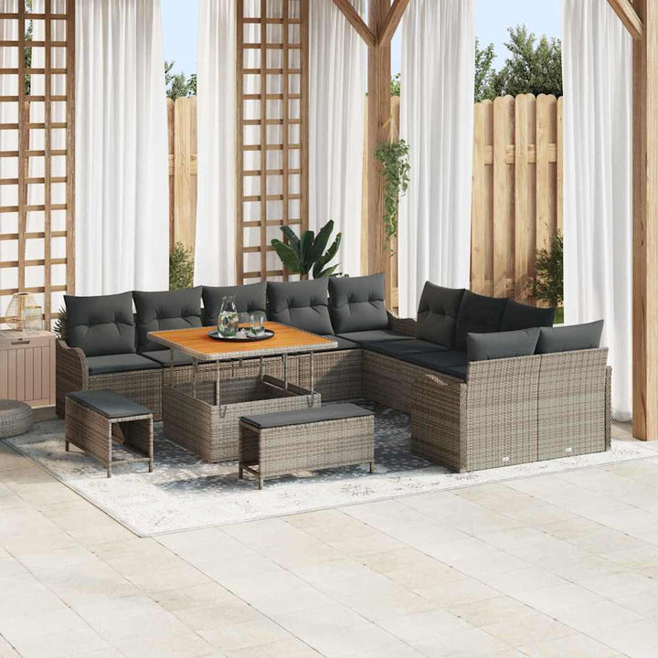 Havesofa Sæt med pude med pude 13 pcs Grå 100 x 100 x 71 cm