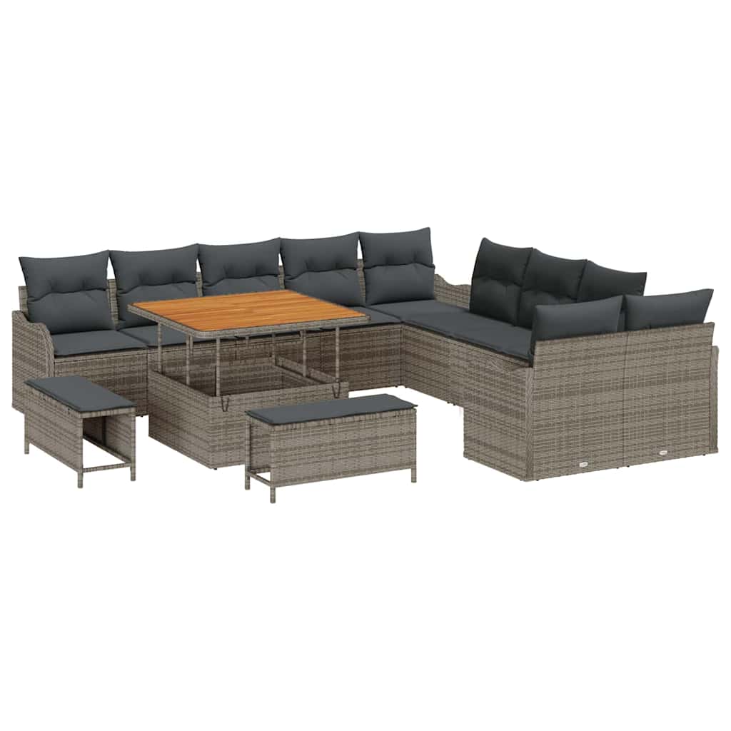 Havesofa Sæt med pude med pude 13 pcs Grå 100 x 100 x 71 cm