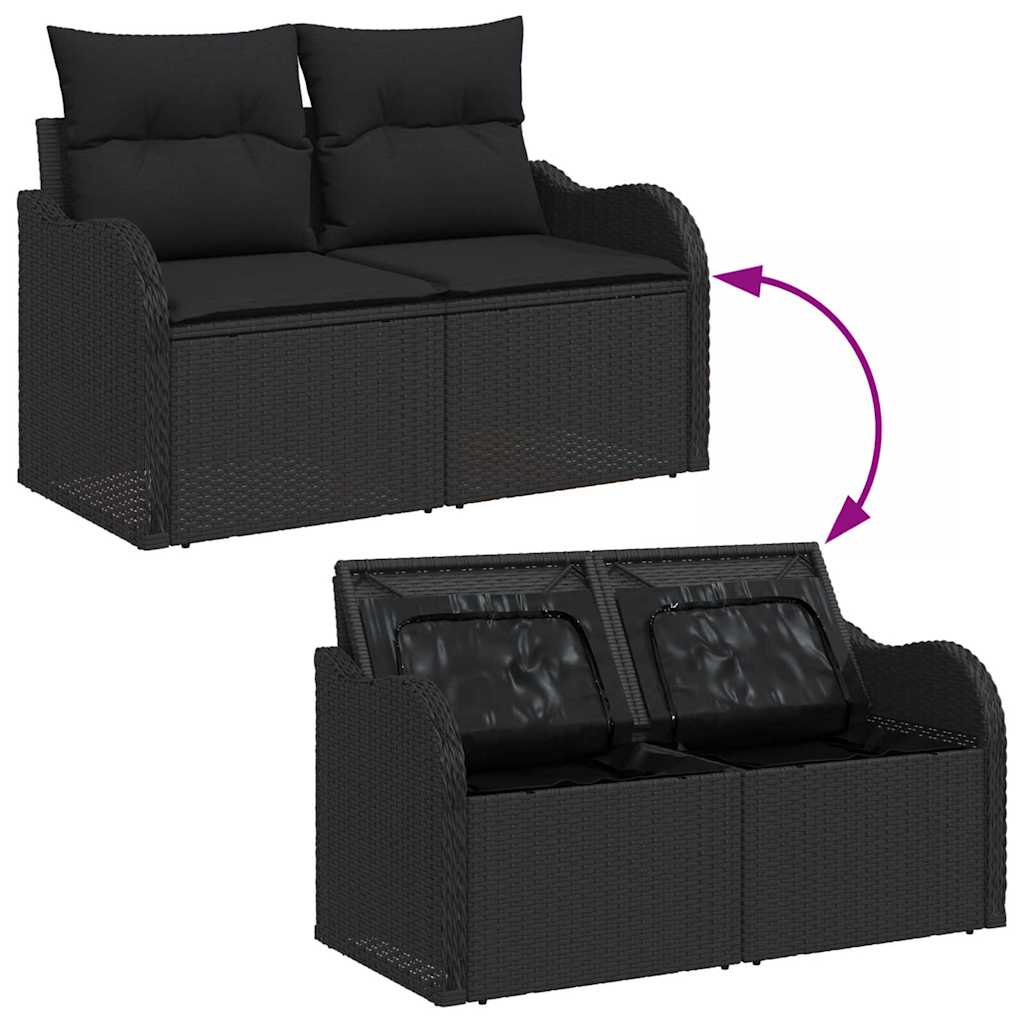Havesofa Sæt med pude med pude 13 pcs Sort 80 x 80 x 71 cm