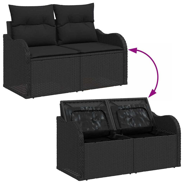 Havesofa Sæt med pude med pude 13 pcs Sort 80 x 80 x 71 cm