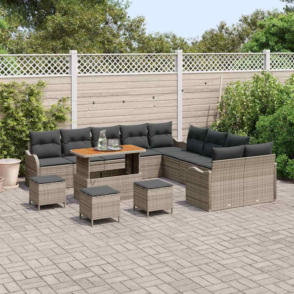 Havesofa Sæt med pude med pude 14 pcs Grå 110 x 55 x 71 cm