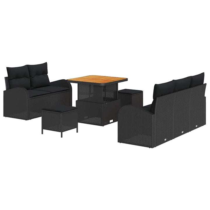 Havesofa Sæt med pude med opbevaring 8 pcs Sort 80 x 80 x 71 cm