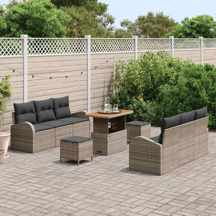 Havesofa Sæt med pude med opbevaring 9 pcs Grå 90 x 55 x 71 cm