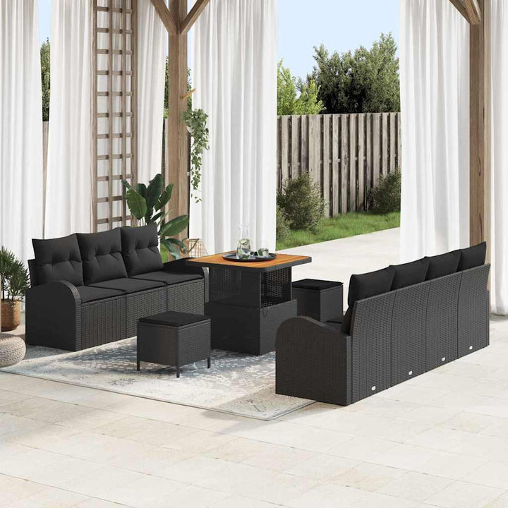 Havesofa Sæt med pude med pude 10 pcs Sort 80 x 80 x 71 cm