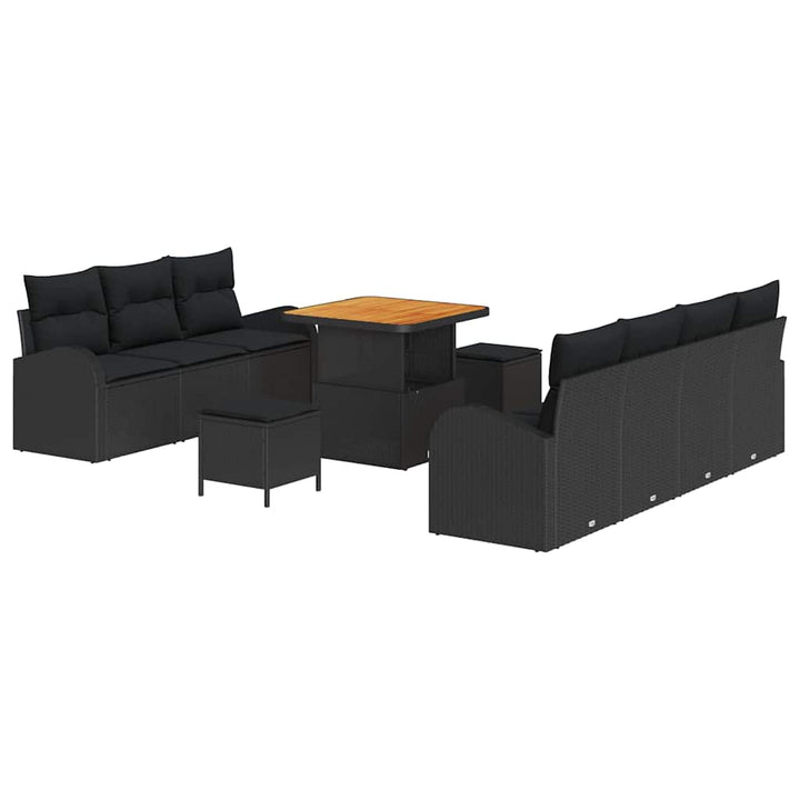 Havesofa Sæt med pude med pude 10 pcs Sort 80 x 80 x 71 cm