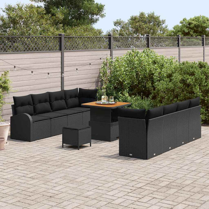 Havesofa Sæt med pude med pude 11 pcs Sort 80 x 80 x 71 cm
