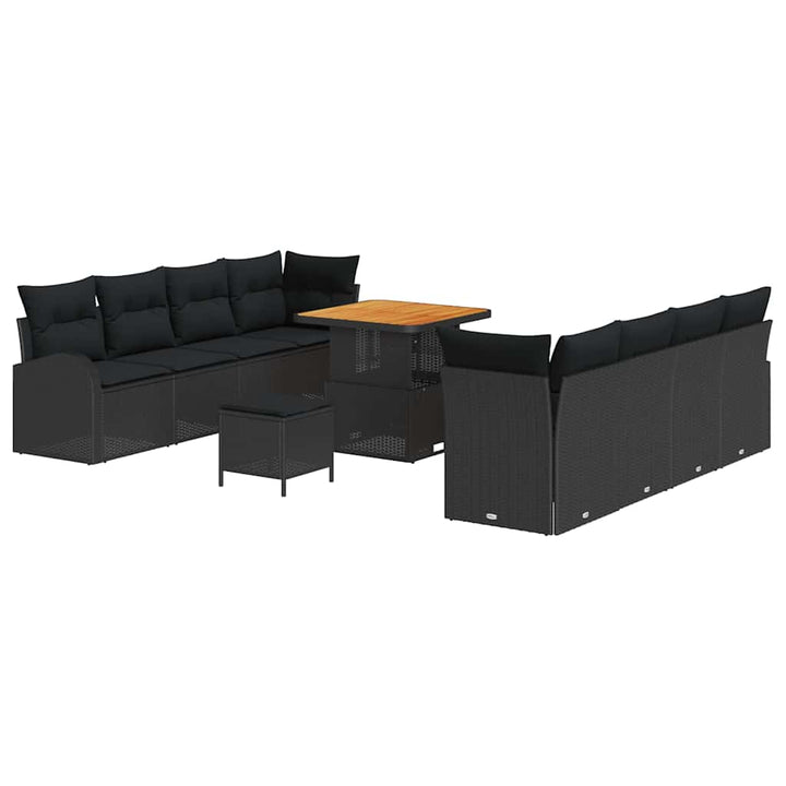 Havesofa Sæt med pude med pude 11 pcs Sort 80 x 80 x 71 cm