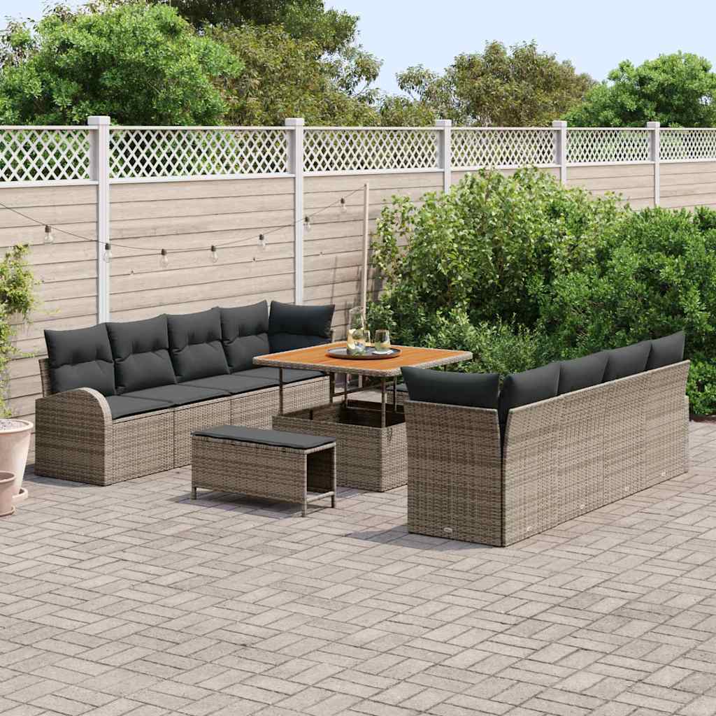 Havesofa Sæt med pude med pude 11 pcs Grå 100 x 100 x 71 cm