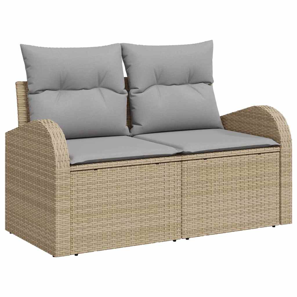 Havesofa Sæt med pude med opbevaring 9 pcs Beige og lys grå