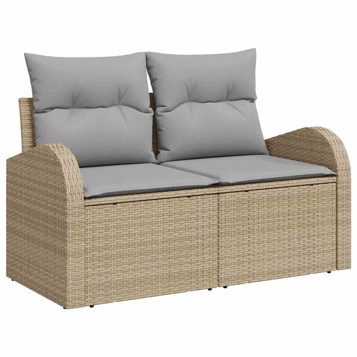 Havesofa Sæt med pude med opbevaring 9 pcs Beige og lys grå