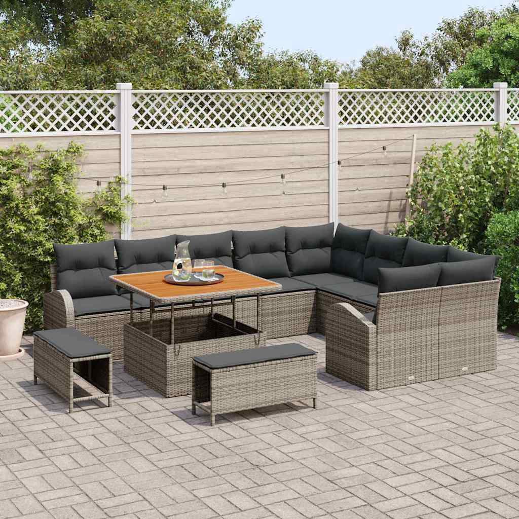 Havesofa Sæt med pude med pude 12 pcs Grå 100 x 100 x 71 cm