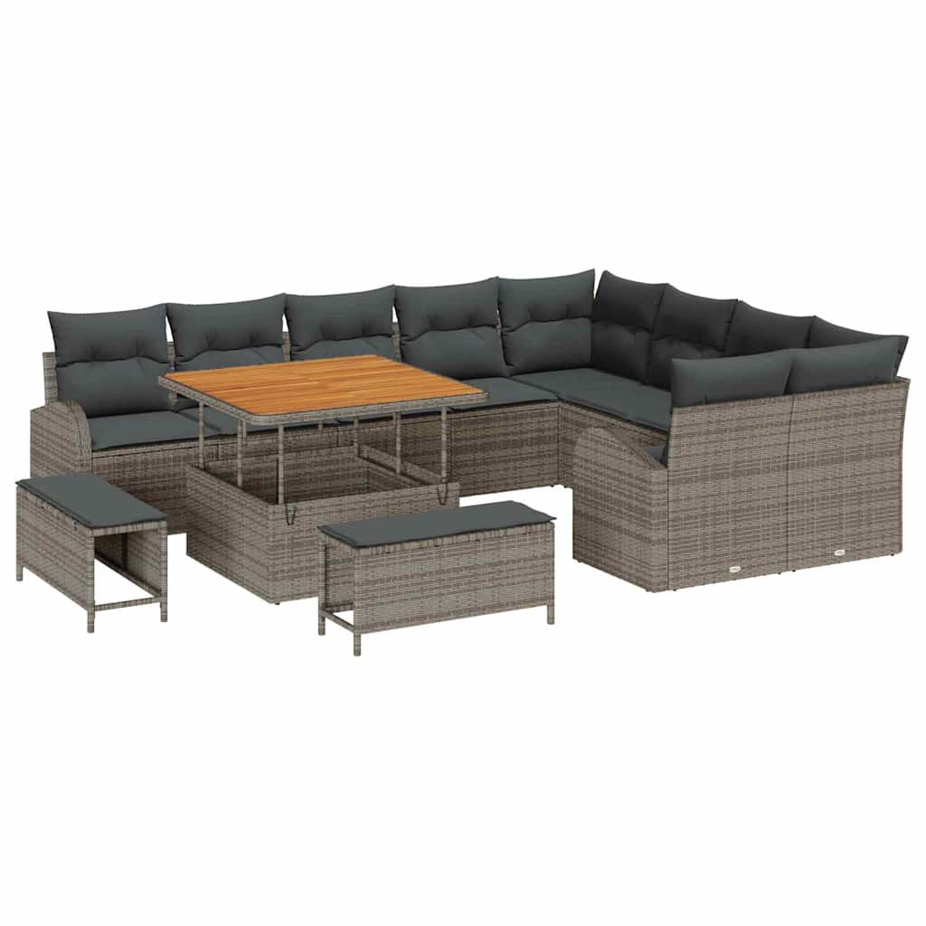 Havesofa Sæt med pude med pude 12 pcs Grå 100 x 100 x 71 cm