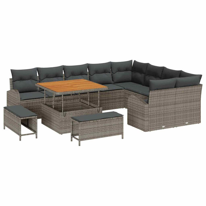 Havesofa Sæt med pude med pude 12 pcs Grå 100 x 100 x 71 cm