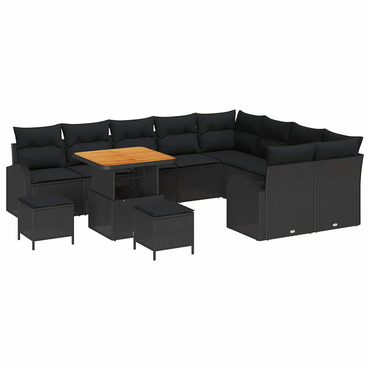Havesofa Sæt med pude med pude 12 pcs Sort 80 x 80 x 71 cm
