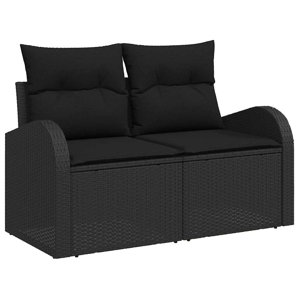 Havesofa Sæt med pude med pude 12 pcs Sort 90 x 55 x 71 cm