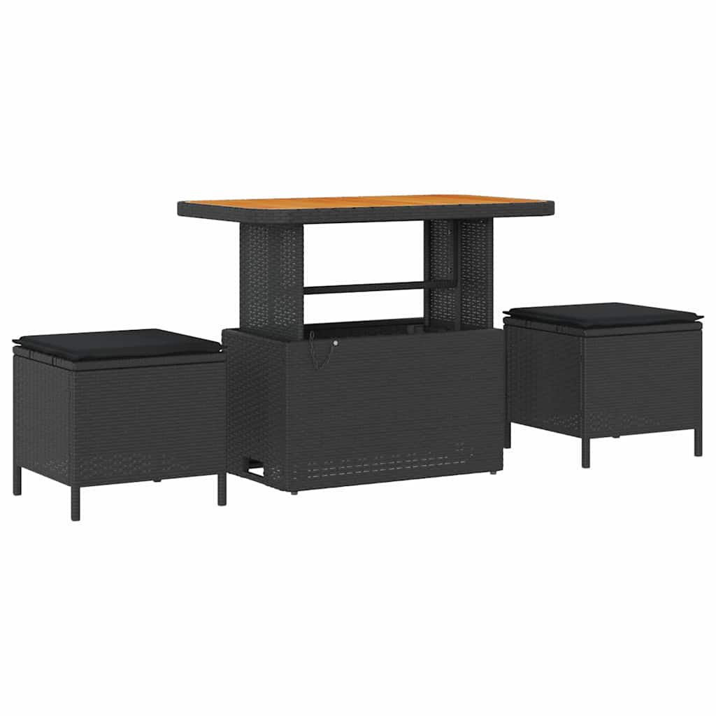Havesofa Sæt med pude med pude 12 pcs Sort 90 x 55 x 71 cm