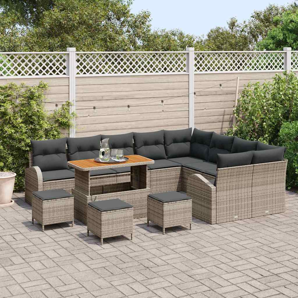 Havesofa Sæt med pude med pude 13 pcs Grå 110 x 55 x 71 cm