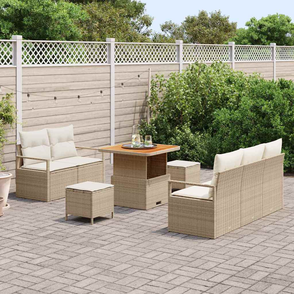 Havesofa Sæt med pude med opbevaring 8 pcs Beige og creme