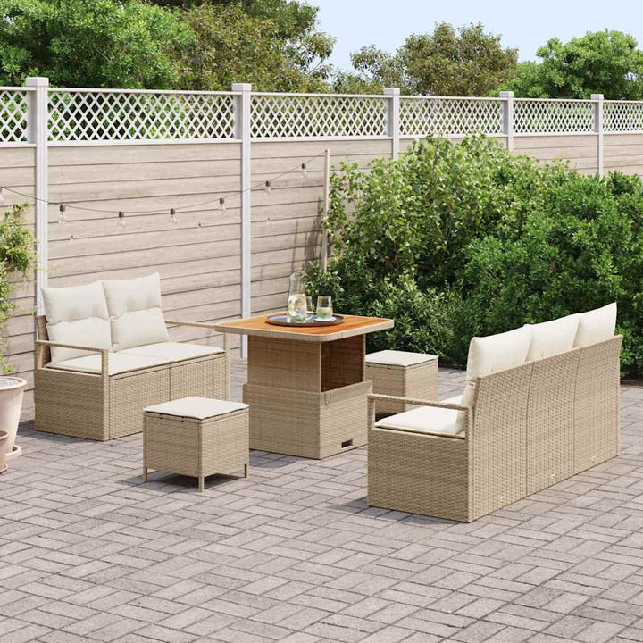 Havesofa Sæt med pude med opbevaring 8 pcs Beige og creme