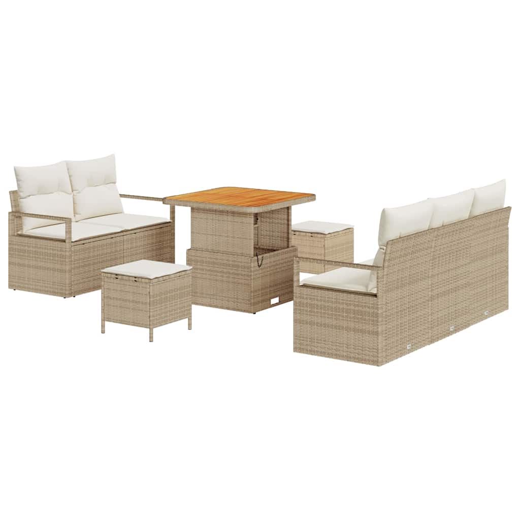 Havesofa Sæt med pude med opbevaring 8 pcs Beige og creme