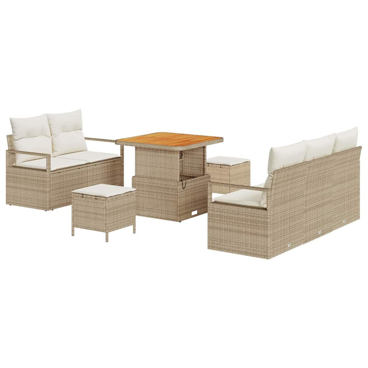 Havesofa Sæt med pude med opbevaring 8 pcs Beige og creme