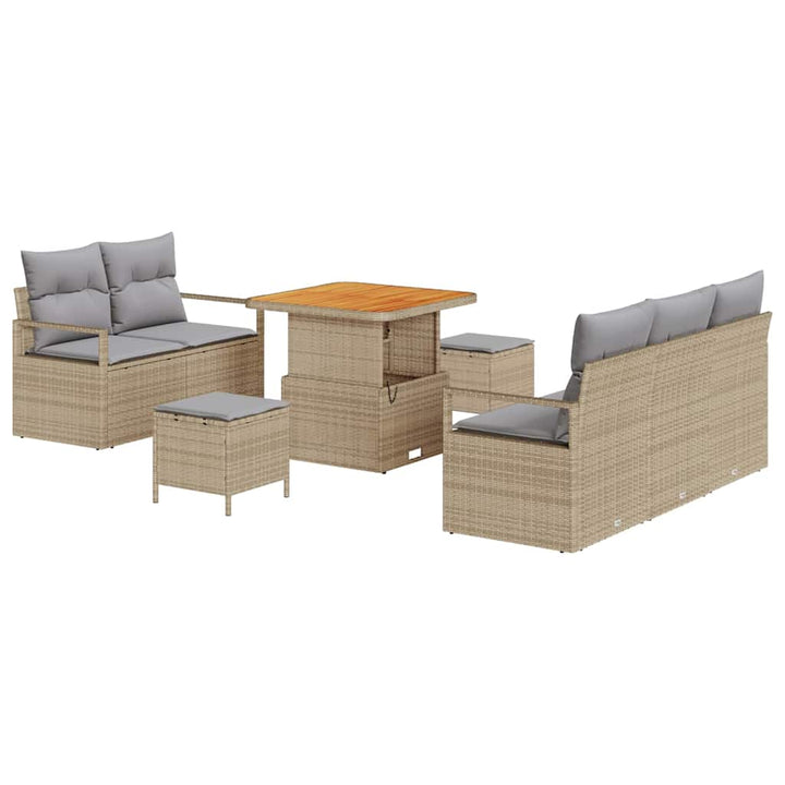 Havesofa Sæt med pude med opbevaring 8 pcs Beige og lys grå