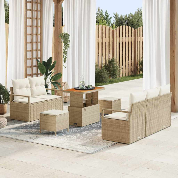 Havesofa Sæt med pude med opbevaring 8 pcs Beige og creme