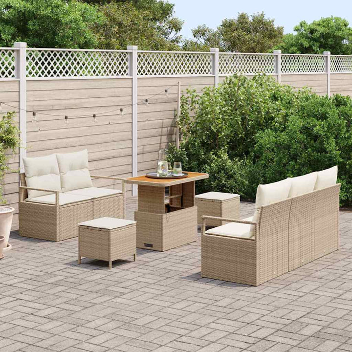 Havesofa Sæt med pude med opbevaring 8 pcs Beige og creme
