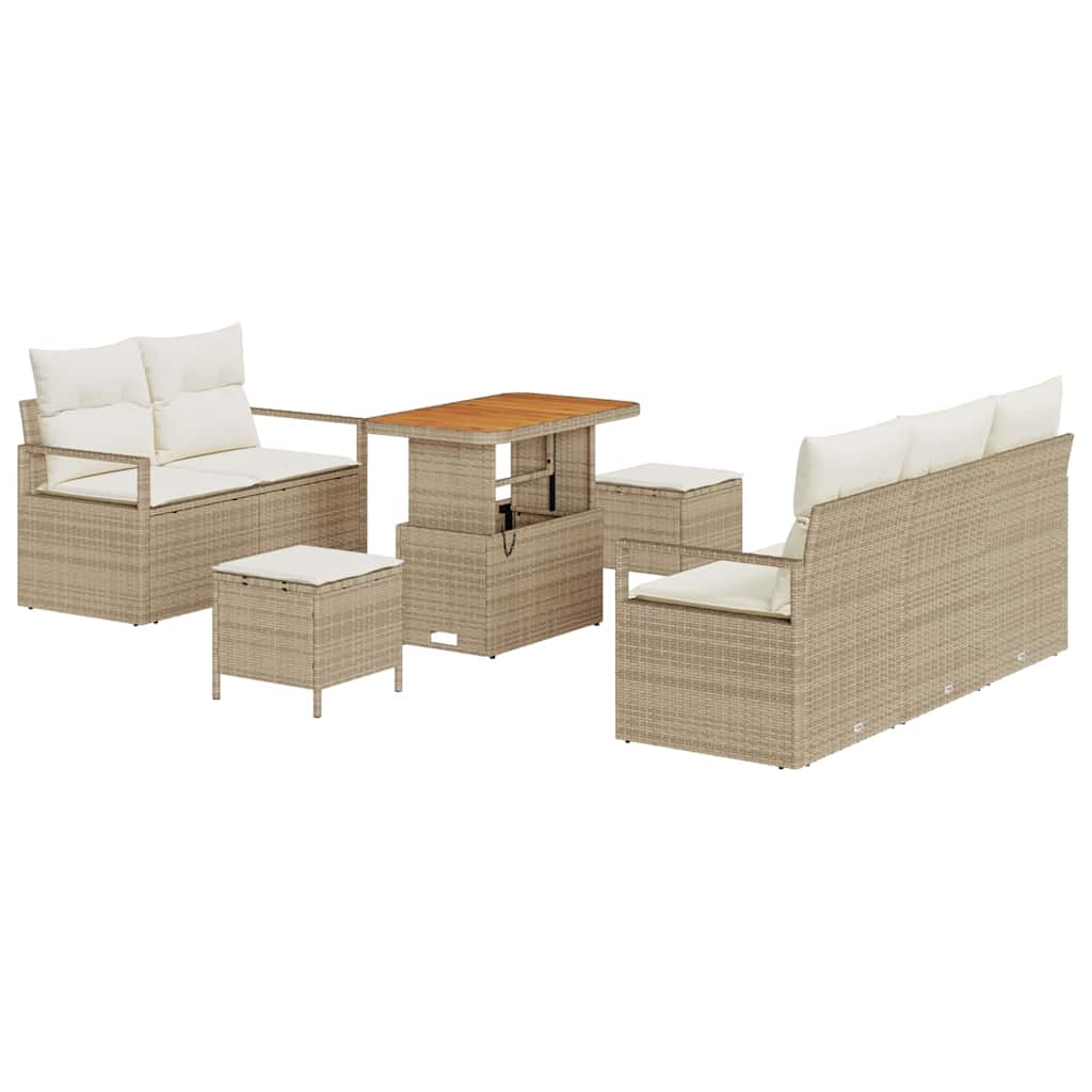 Havesofa Sæt med pude med opbevaring 8 pcs Beige og creme