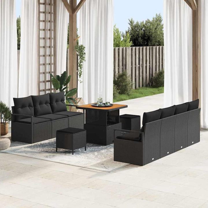 Havesofa Sæt med pude med pude 10 pcs Sort 80 x 80 x 71 cm