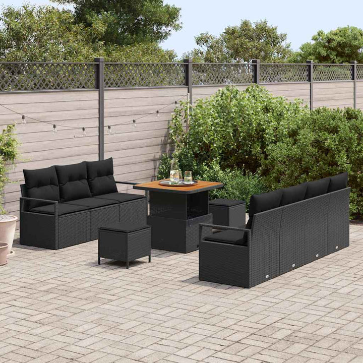 Havesofa Sæt med pude med pude 10 pcs Sort 80 x 80 x 71 cm