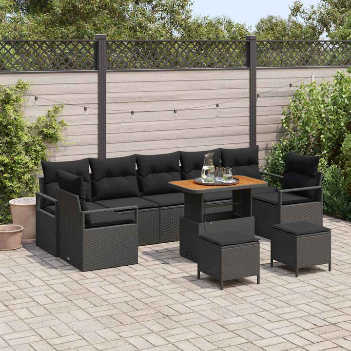 Havesofa Sæt med pude med pude 10 pcs Sort 90 x 55 x 71 cm