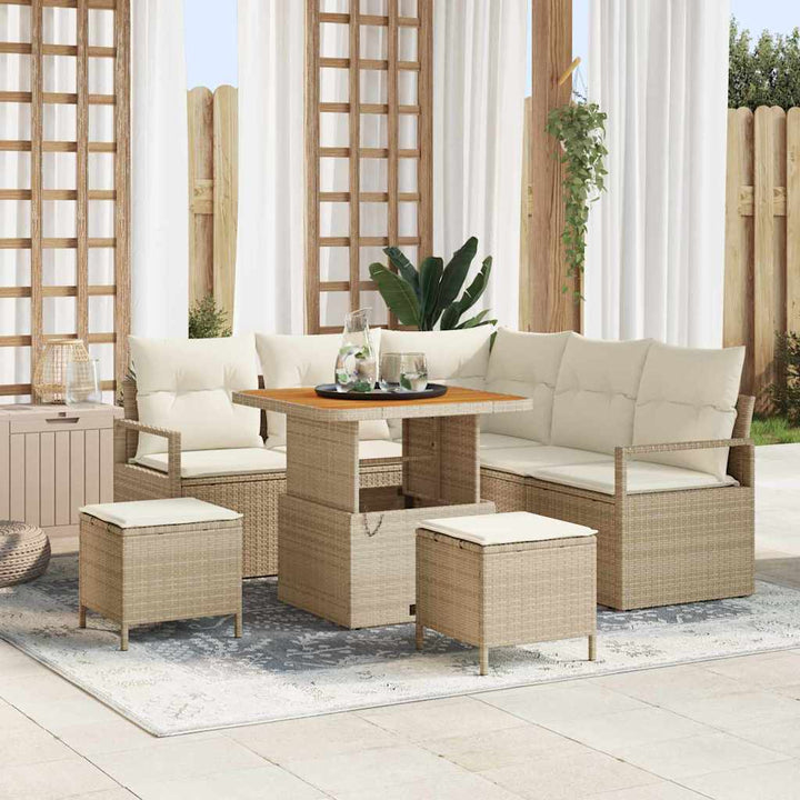 Havesofa Sæt med pude med opbevaring 8 pcs Beige og creme