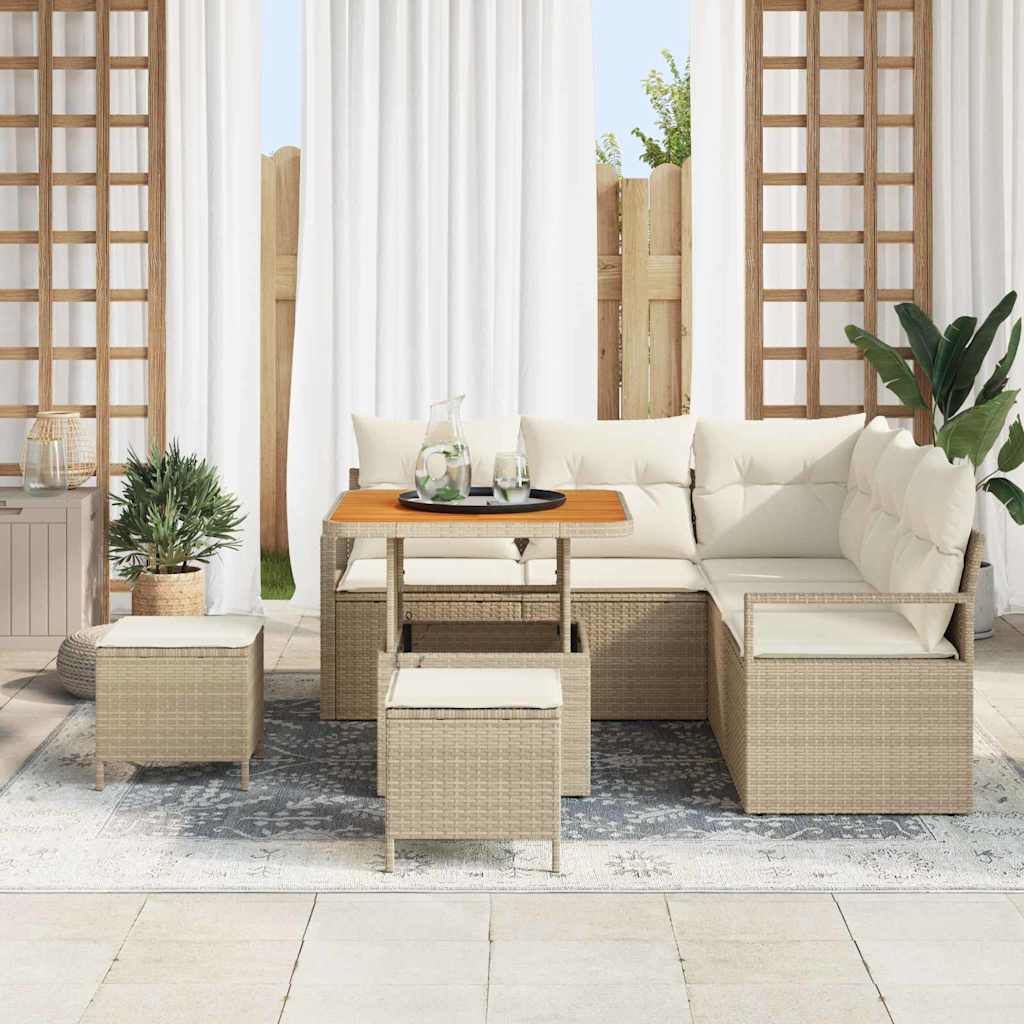Havesofa Sæt med pude med opbevaring 8 pcs Beige og creme