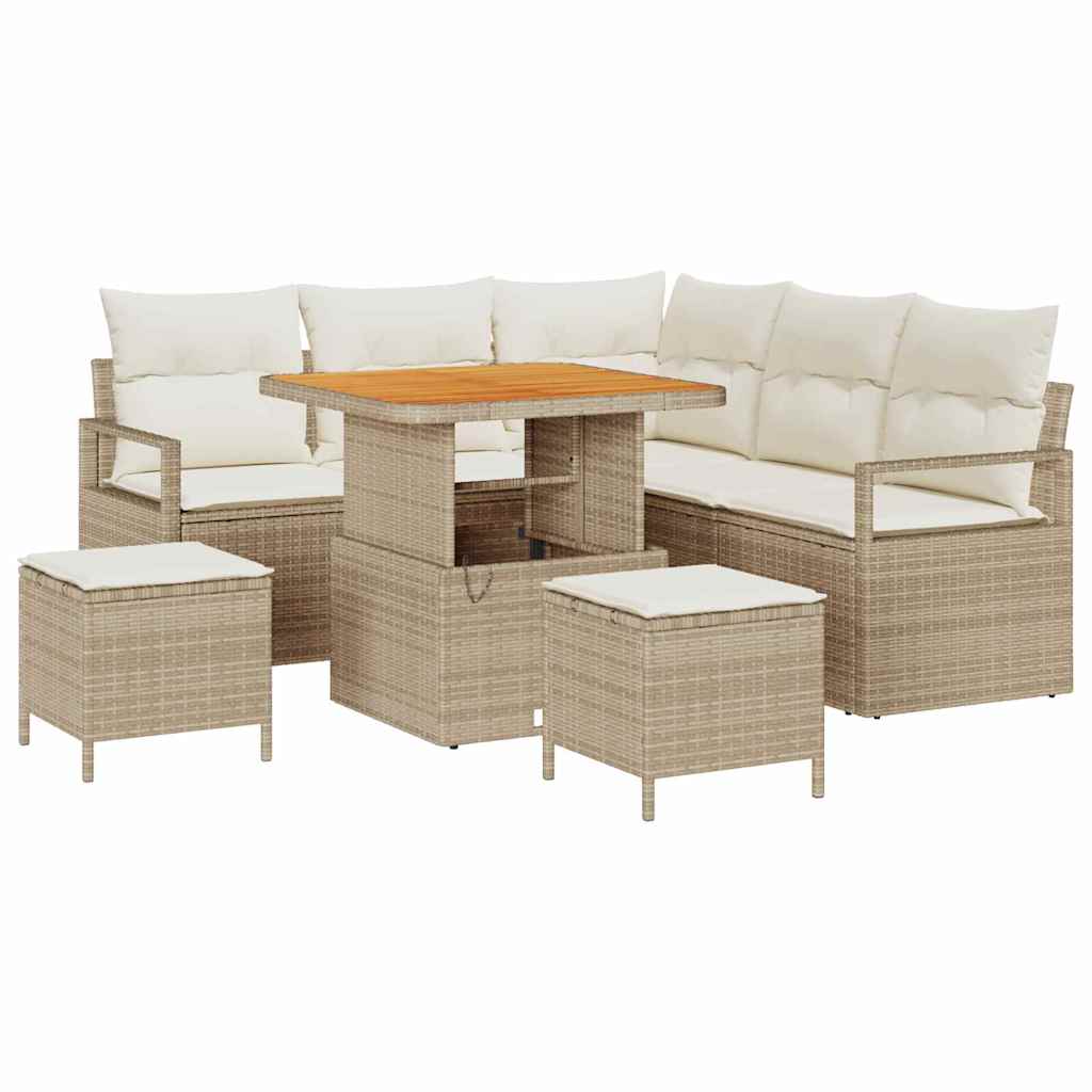 Havesofa Sæt med pude med opbevaring 8 pcs Beige og creme