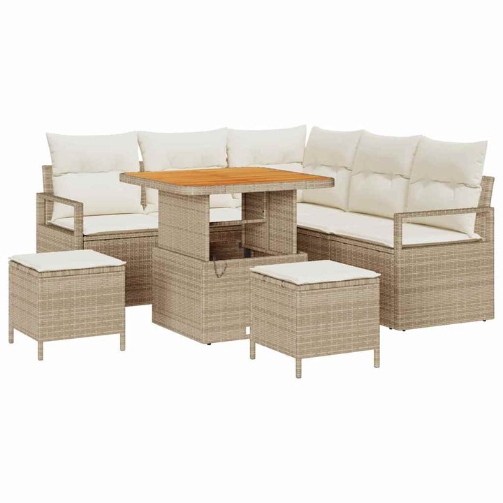 Havesofa Sæt med pude med opbevaring 8 pcs Beige og creme
