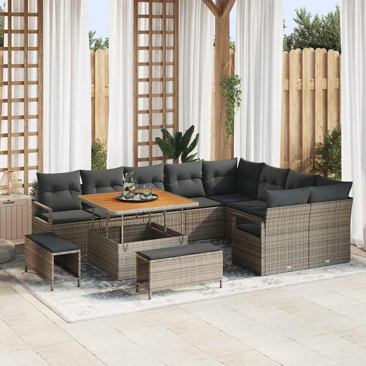Havesofa Sæt med pude med pude 12 pcs Grå 100 x 100 x 71 cm