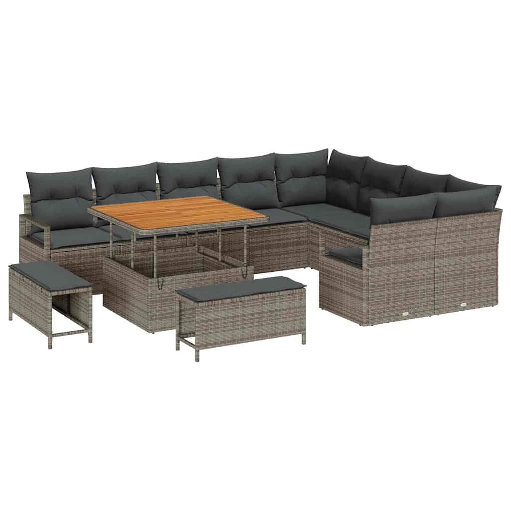 Havesofa Sæt med pude med pude 12 pcs Grå 100 x 100 x 71 cm