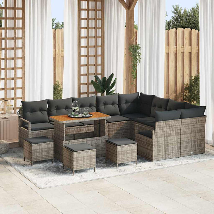 Havesofa Sæt med pude med pude 13 pcs Grå 110 x 55 x 71 cm