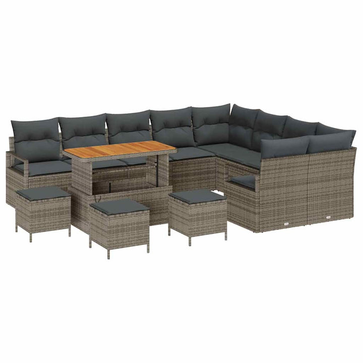 Havesofa Sæt med pude med pude 13 pcs Grå 110 x 55 x 71 cm