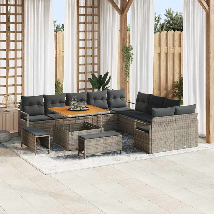 Havesofa Sæt med pude med pude 13 pcs Grå 100 x 100 x 71 cm