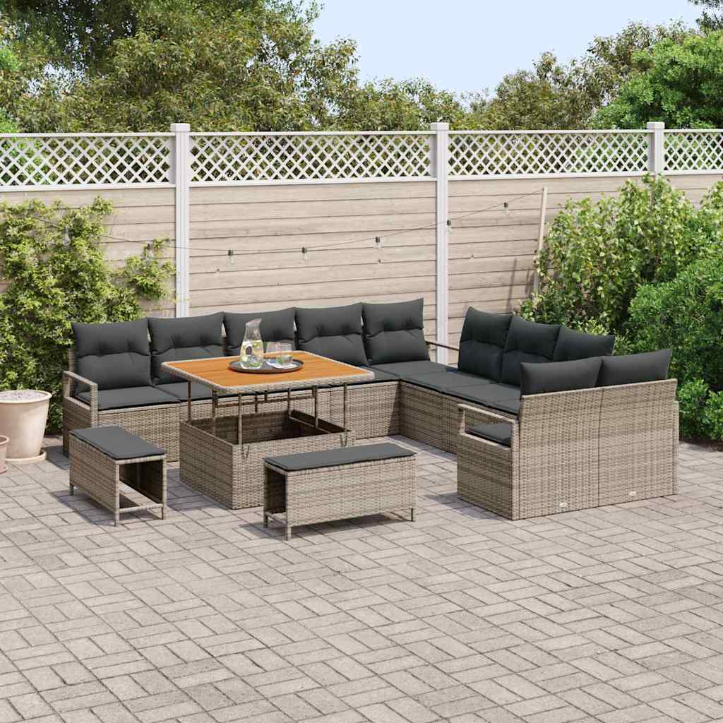 Havesofa Sæt med pude med pude 13 pcs Grå 100 x 100 x 71 cm